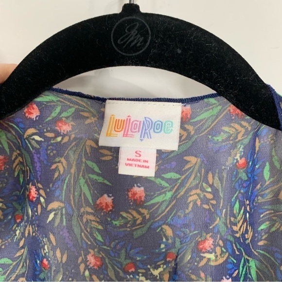 Lularoe Womens Open Front sheer cardigan S/S Floral Fringe small - Picture 2 of 5